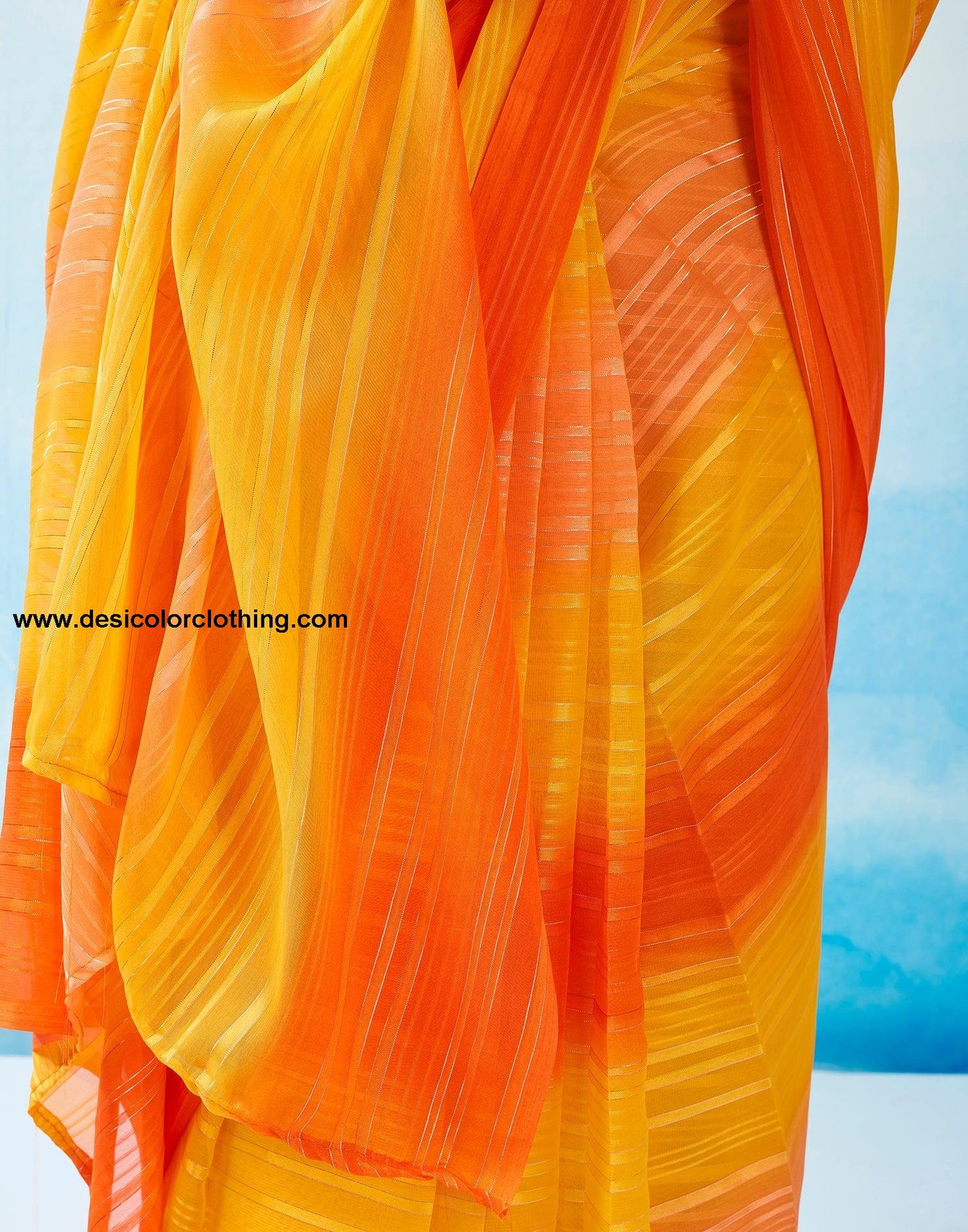 Yellow Georgette Printed Ready to Wear Saree