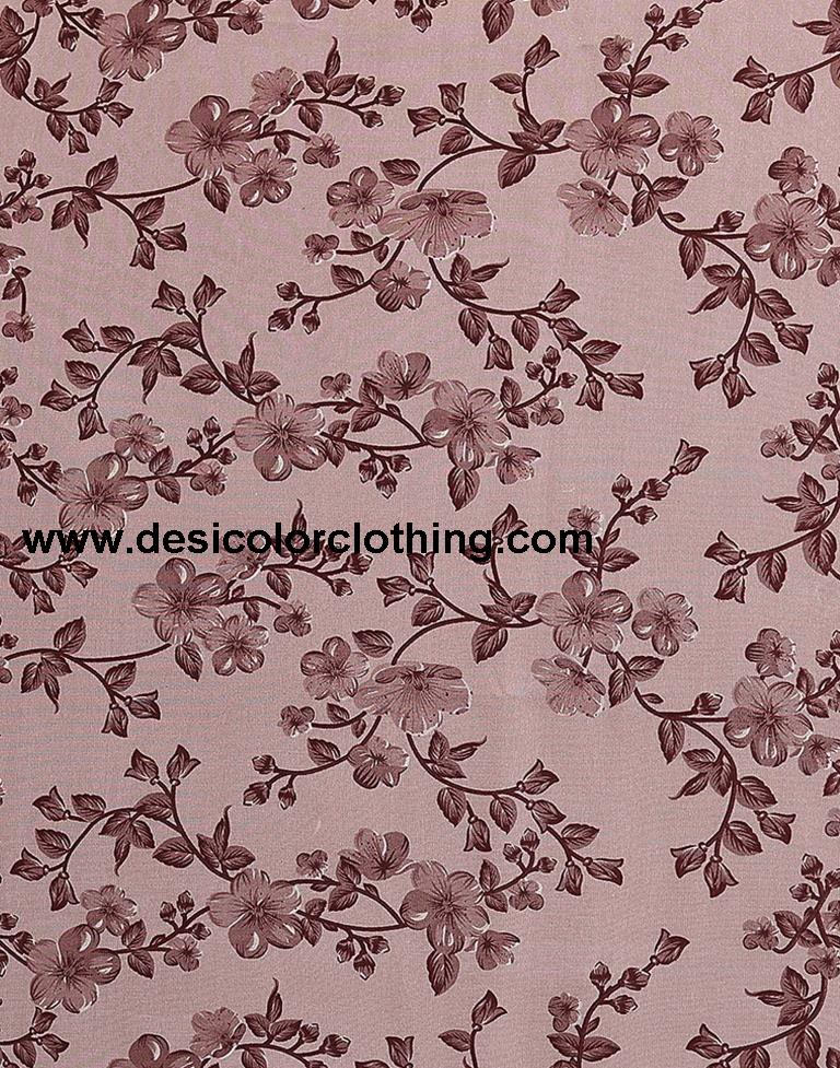 Dusty Pink Georgette Floral Printed Saree
