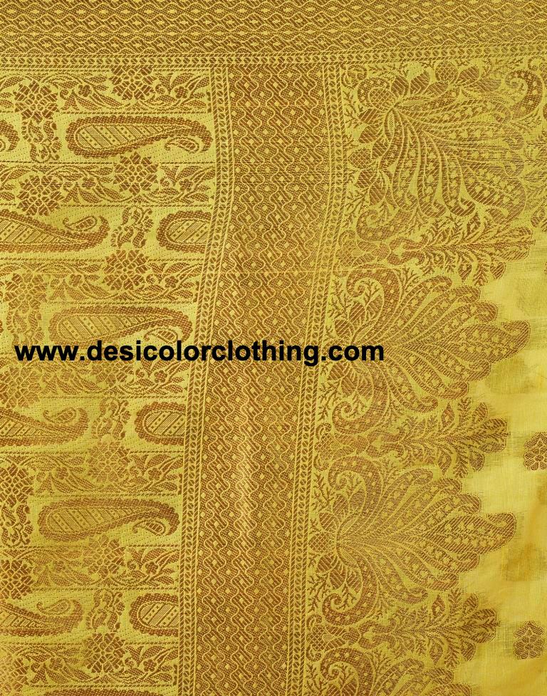Yellow Silk Plain Saree