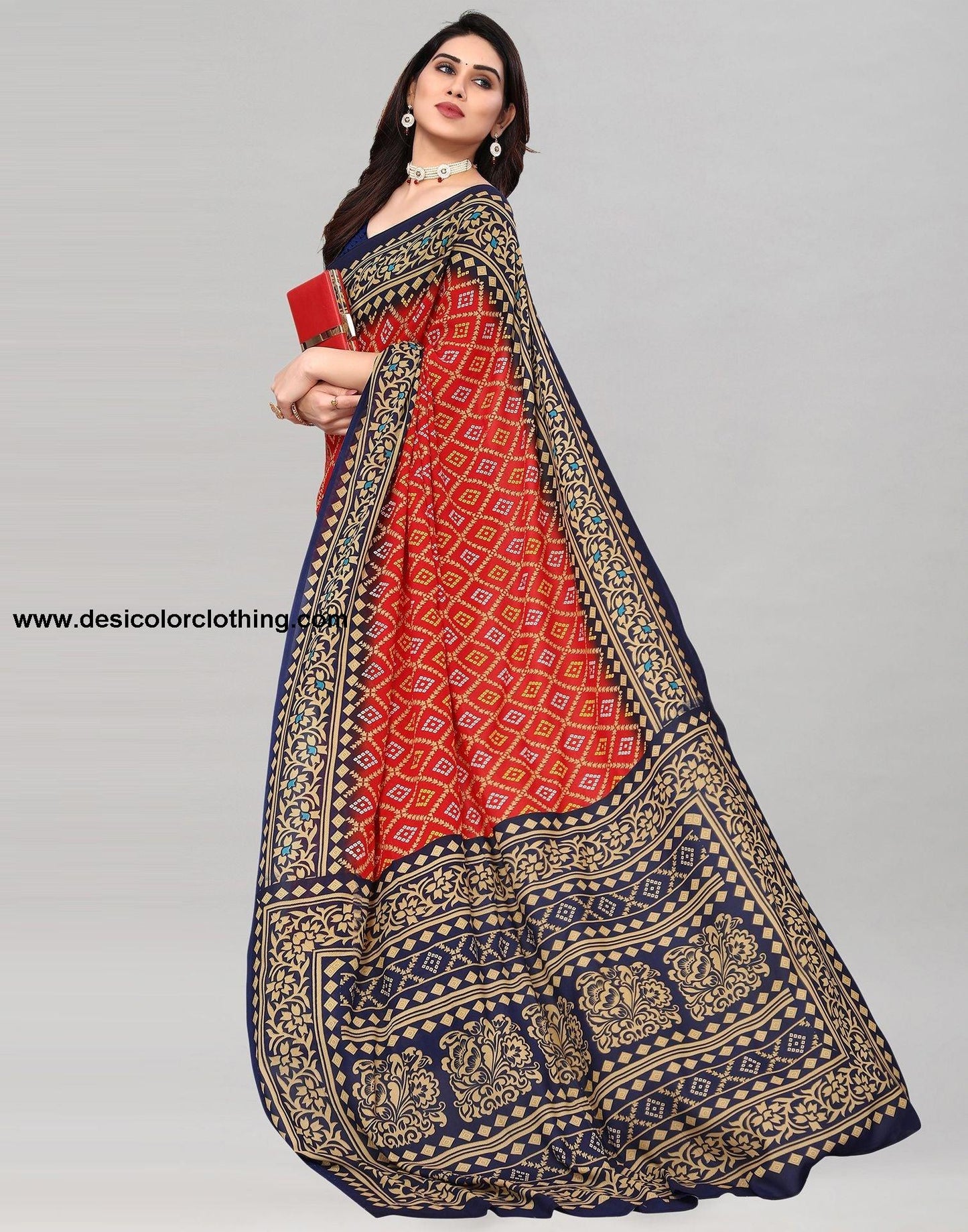 Red Raniel Printed Saree