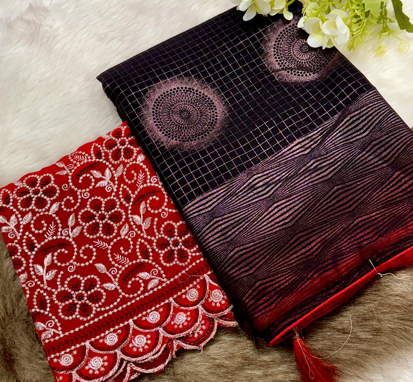 Product Image - Elegant Black Berry Georgette Saree