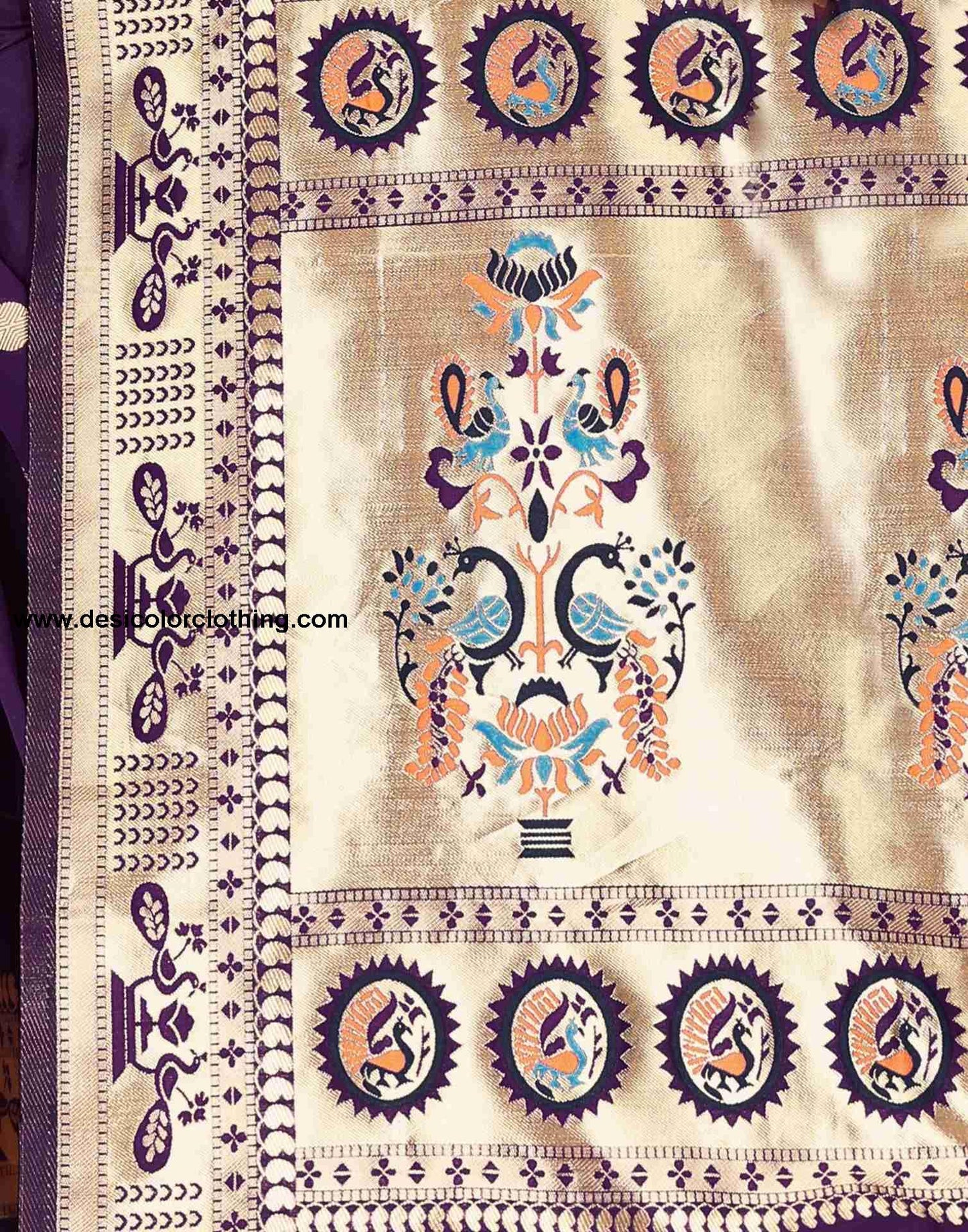 Purple Silk Plain Saree