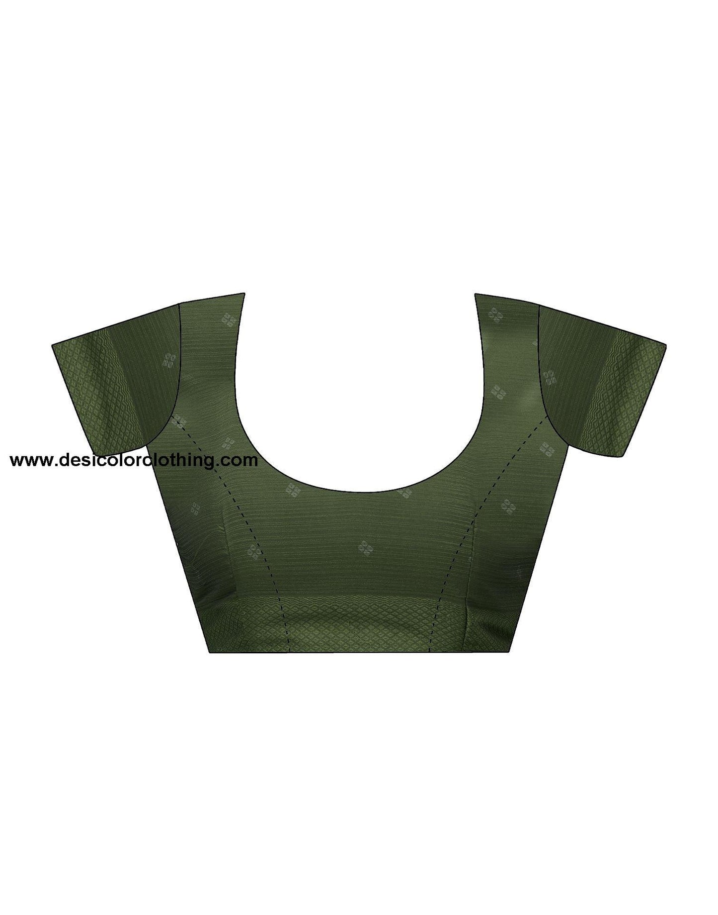 Dark Olive Green Printed Chiffon Saree