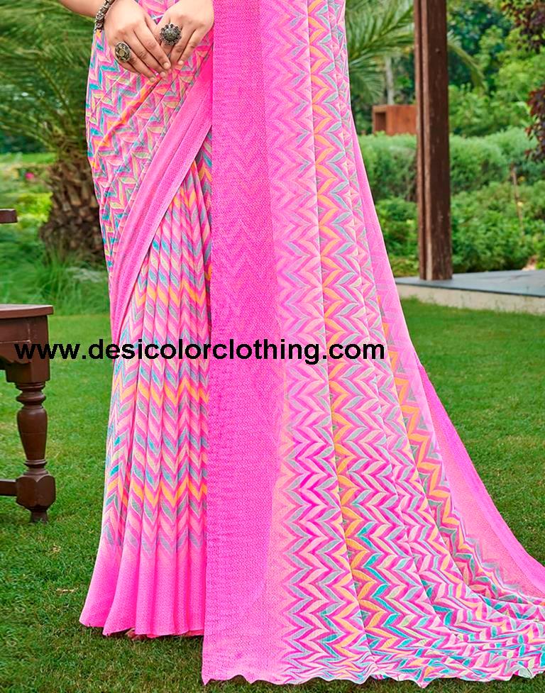 Pink Printed Saree