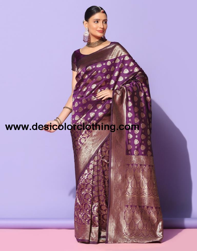 Purple Weaving Silk Saree
