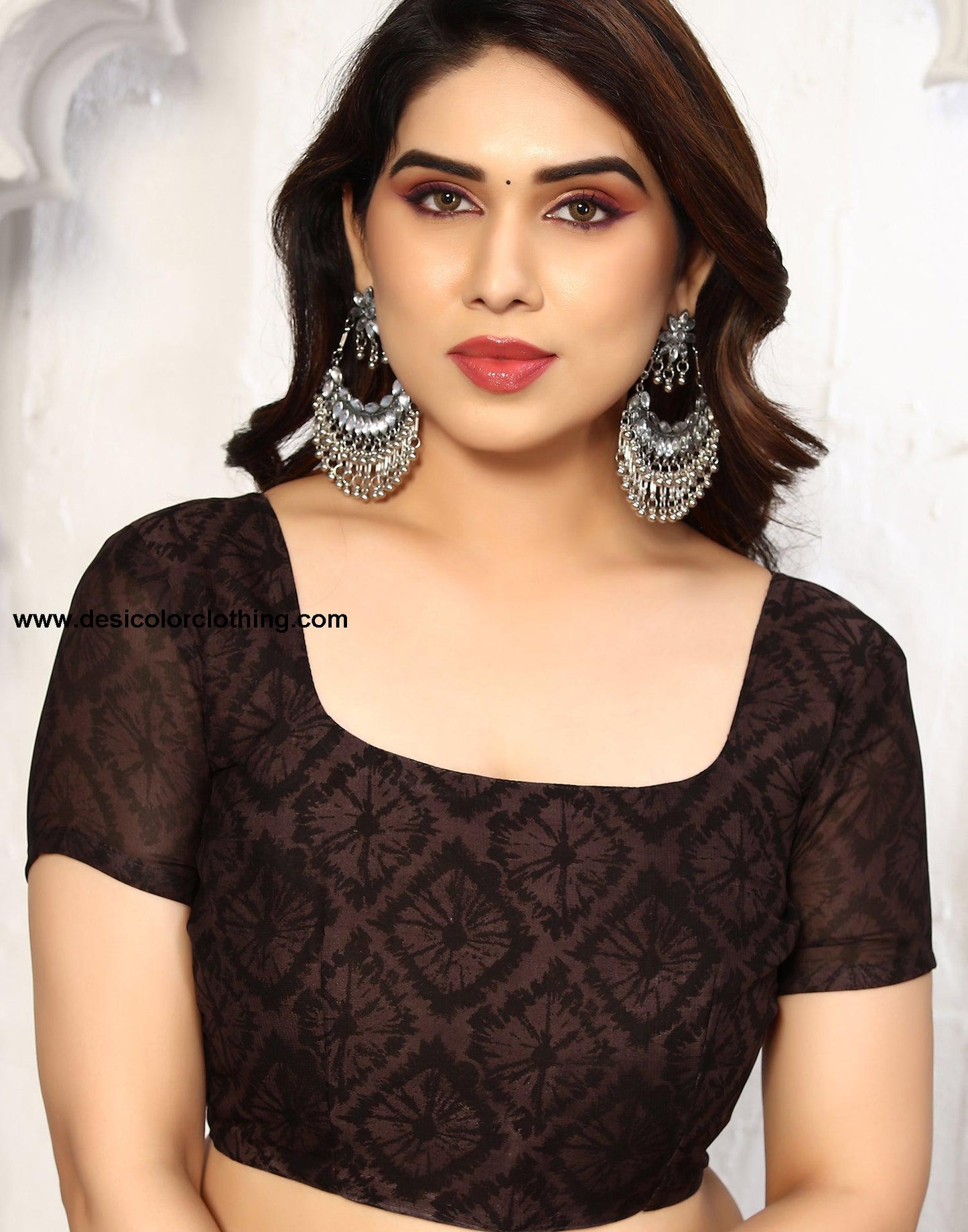 Brown Georgette Floral Printed Saree