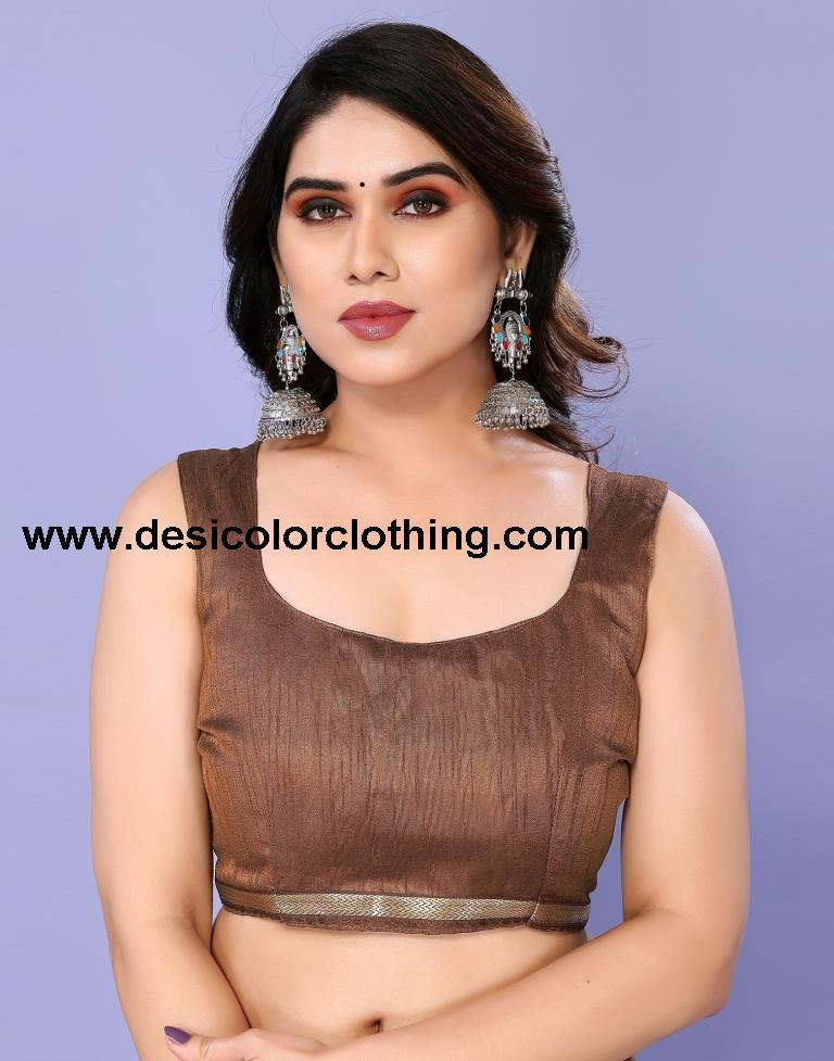 Dark Brown Chiffon Animal Printed Saree