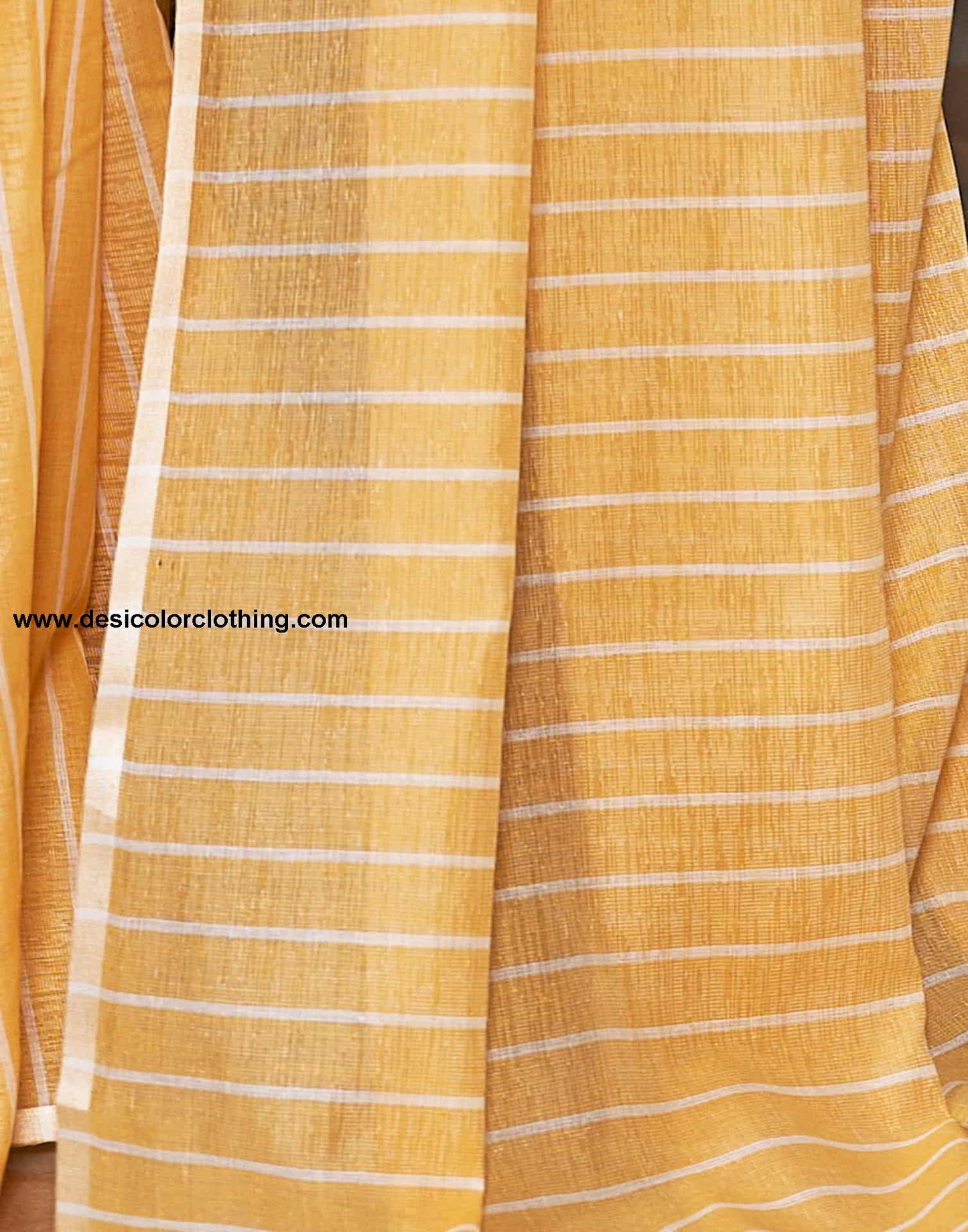 Yellow Leheriya Linen Woven Saree