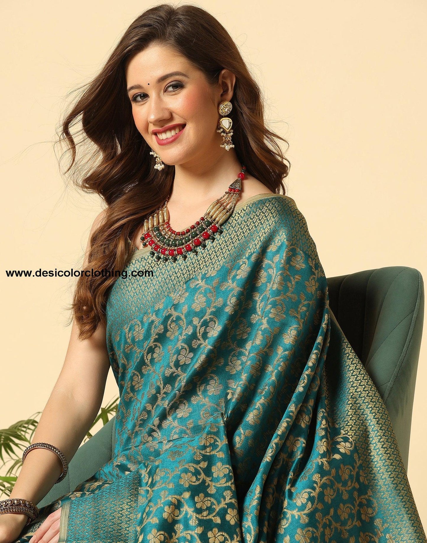 Rama Green Banarasi Silk Saree