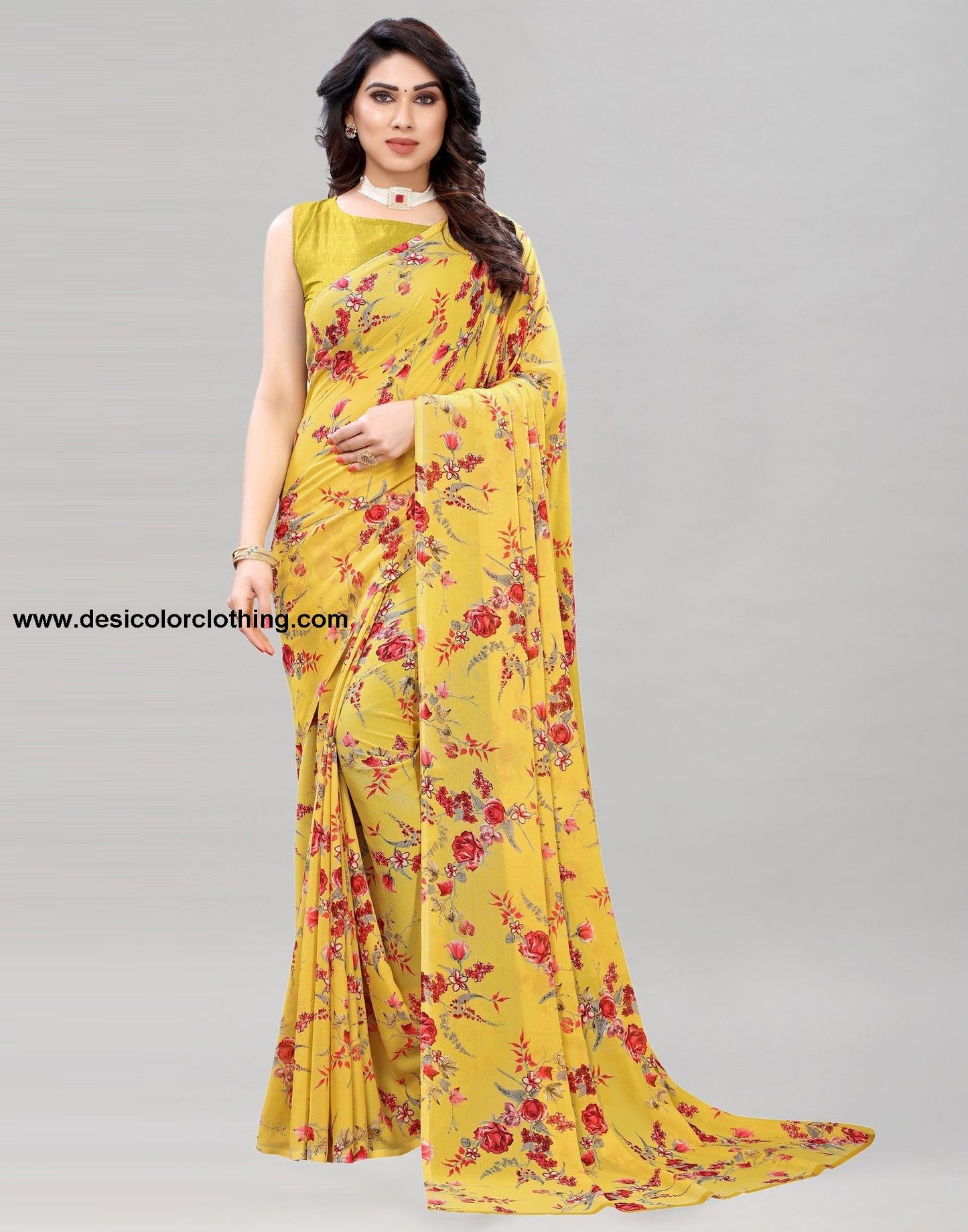 Yellow Printed Saree | 1850S173
