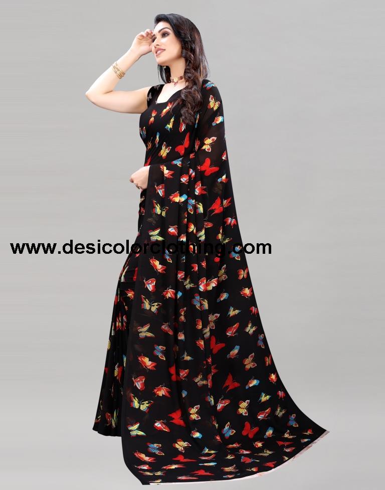 Black Printed Saree | 2098S668
