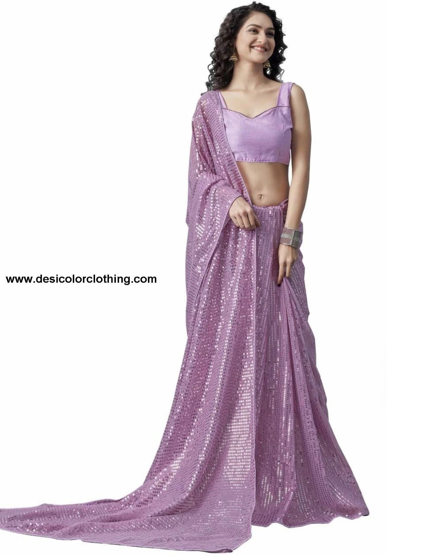 Purple Sequence Saree