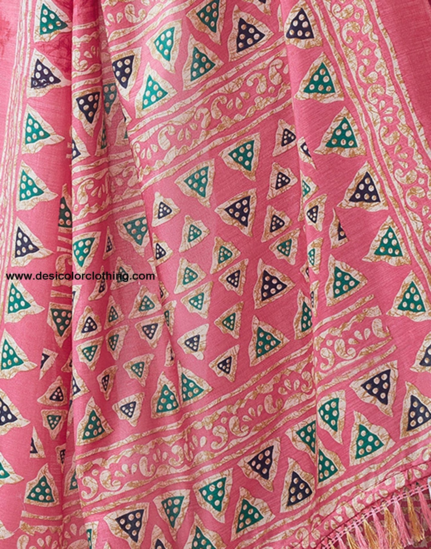 Pink Printed Silk Saree