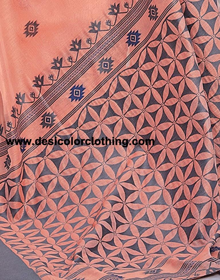 Peach Silk Plain Sarees