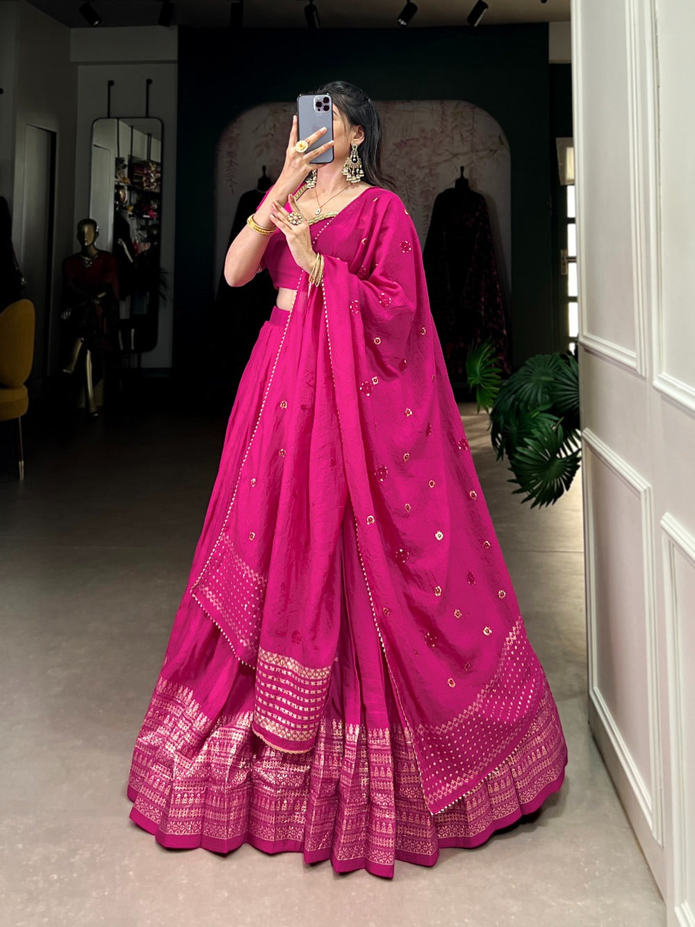 Product Image - Exquisite Chanderi Lehenga Choli for Weddings & Festive Wear