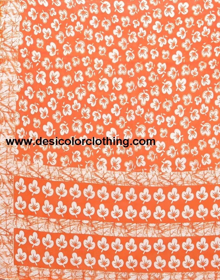 Orange Chiffon Printed Saree