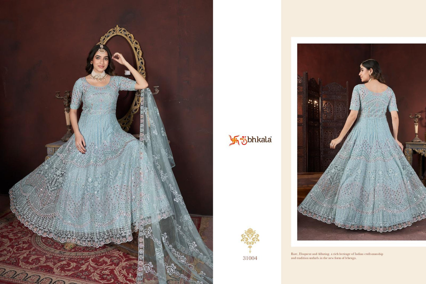 Product Image - Exclusive Long Floor Length Embroidered Gown Collection by SHUBHKALA