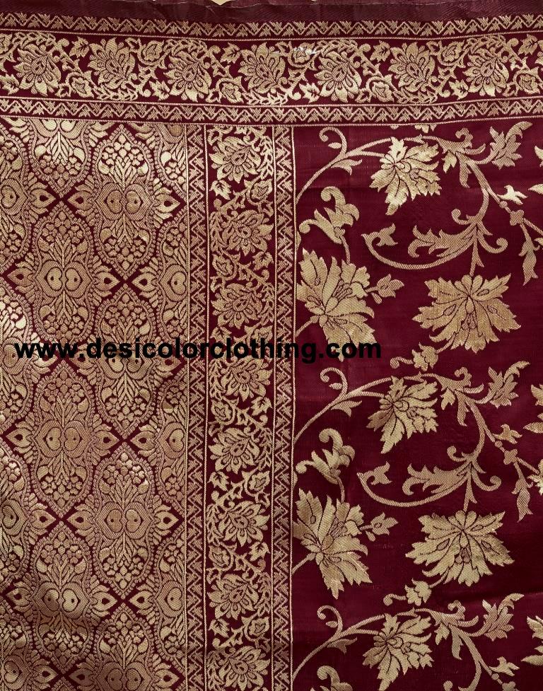 Dark Maroon Silk Plain Saree