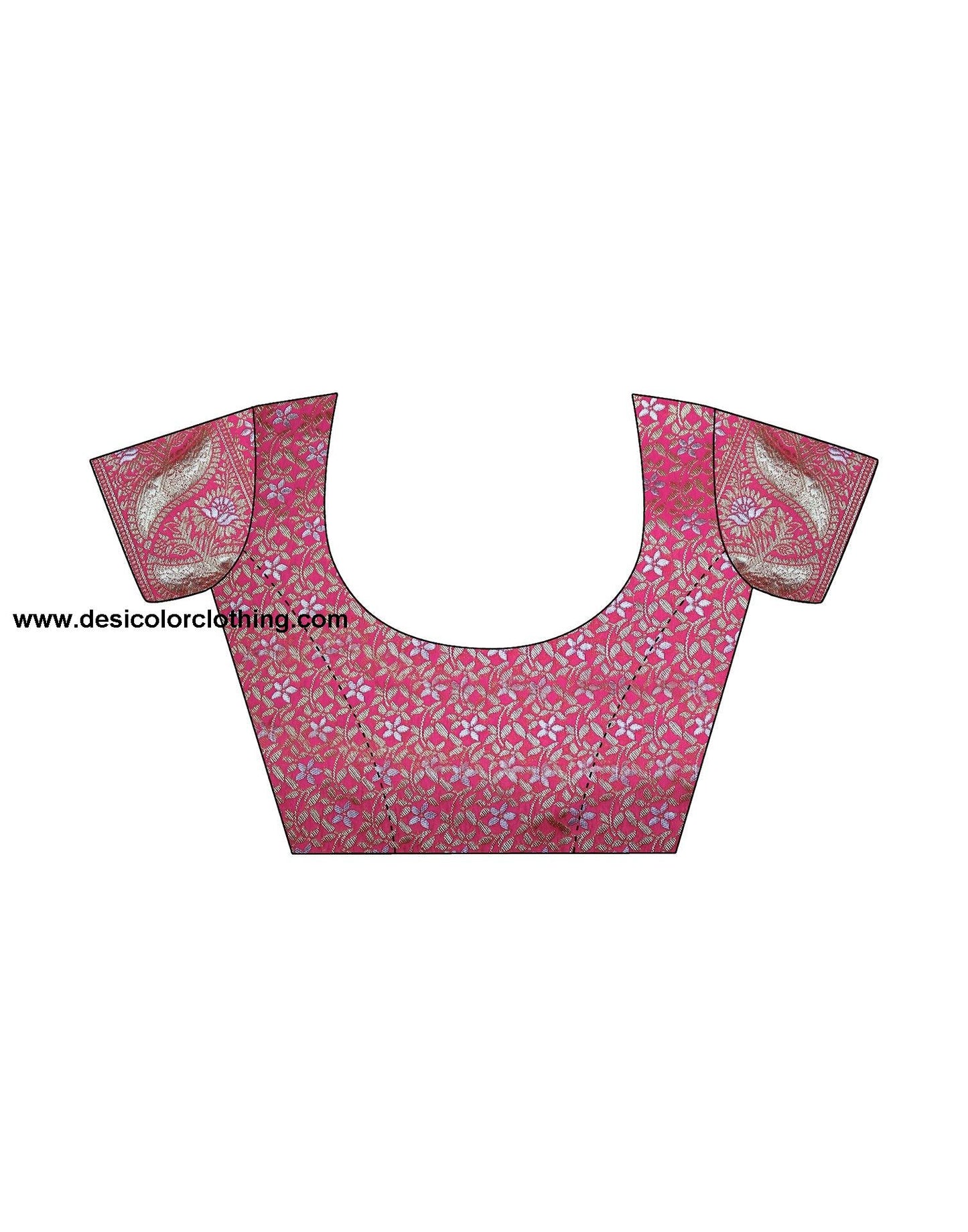 Punch Pink Silk Plain Saree