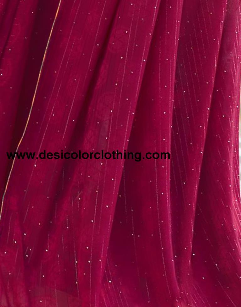 Dark Pink Plain Georgette Saree