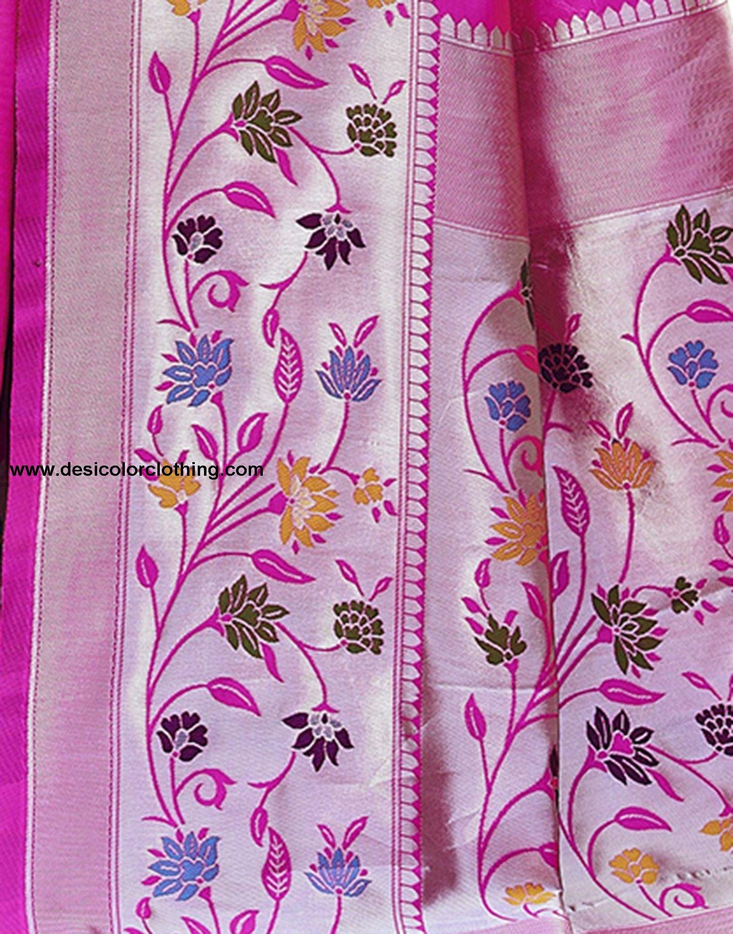 Silver Jacquard Silk Saree