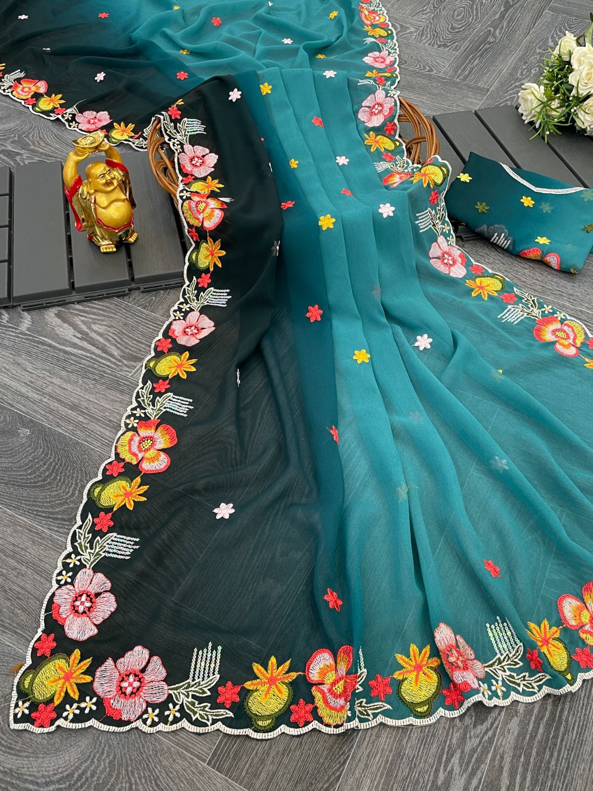 Product Image - Elegant KC-838 Georgette Sequence Saree | Designer Ethnic Wear