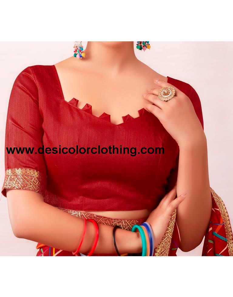 Red Renial Printed Saree
