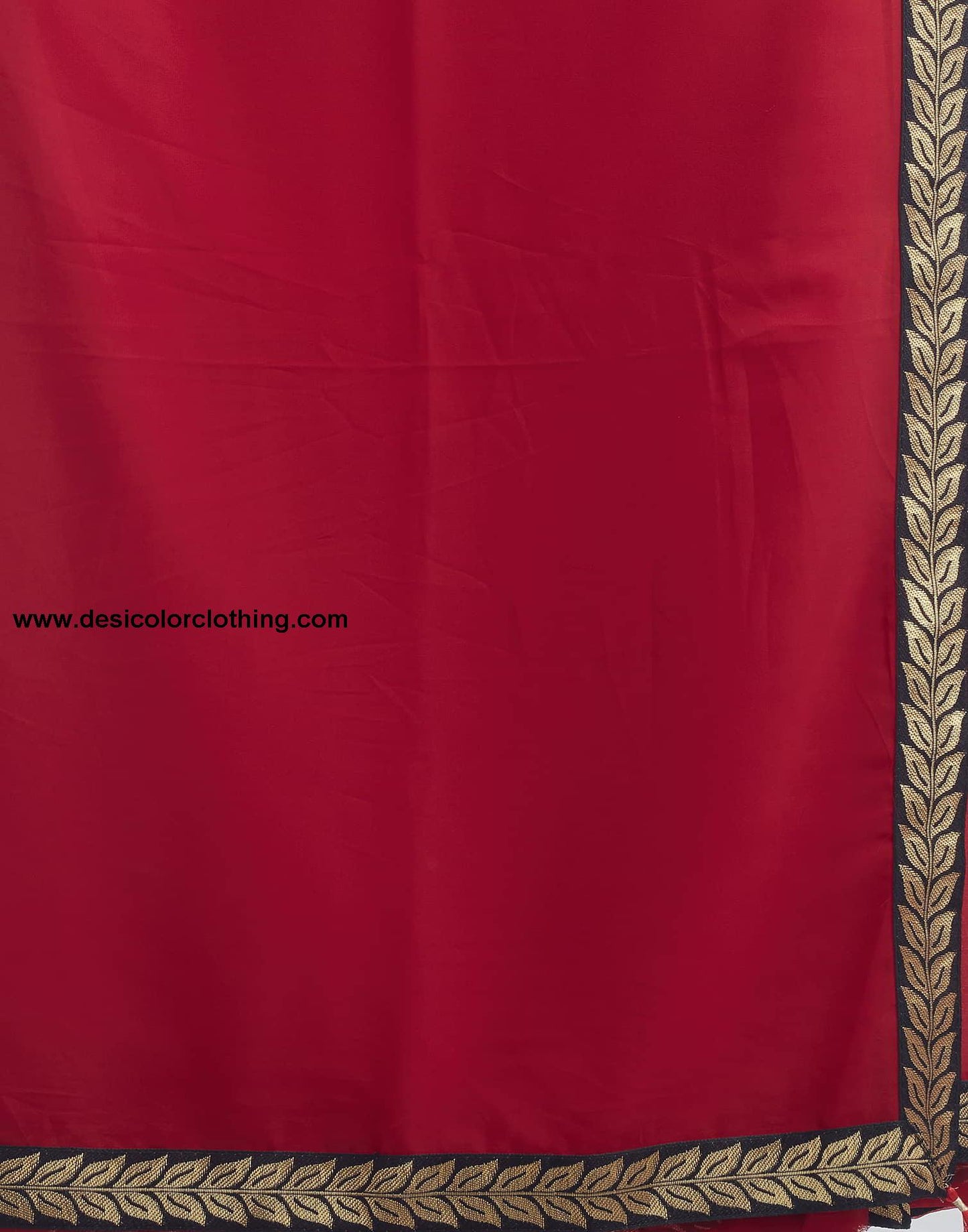 Red Plain Georgette Saree