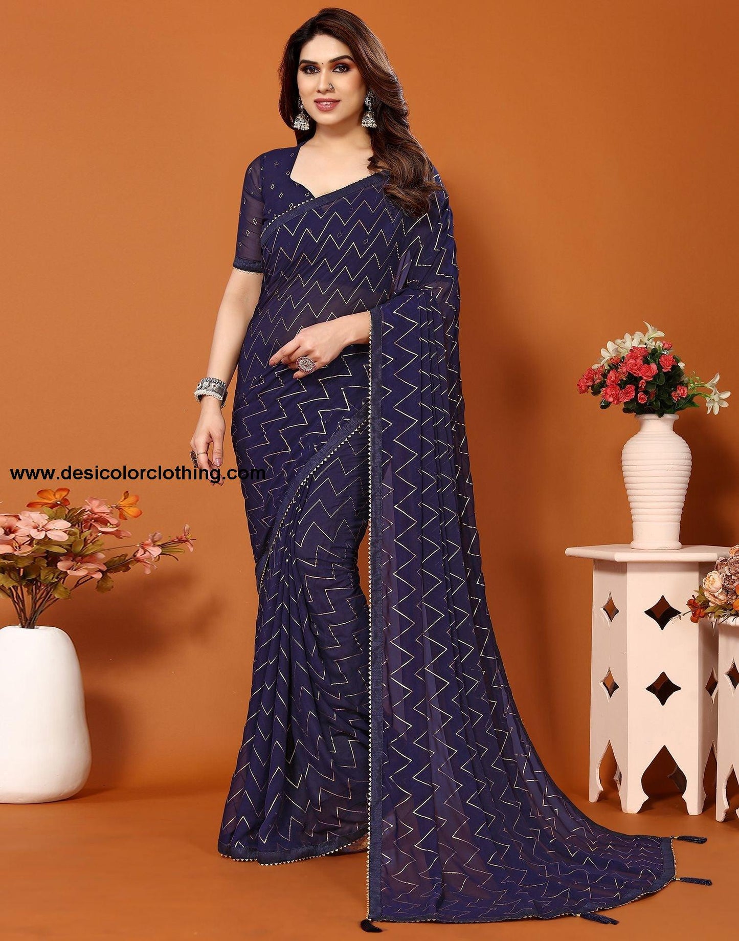 Blue Printed Saree