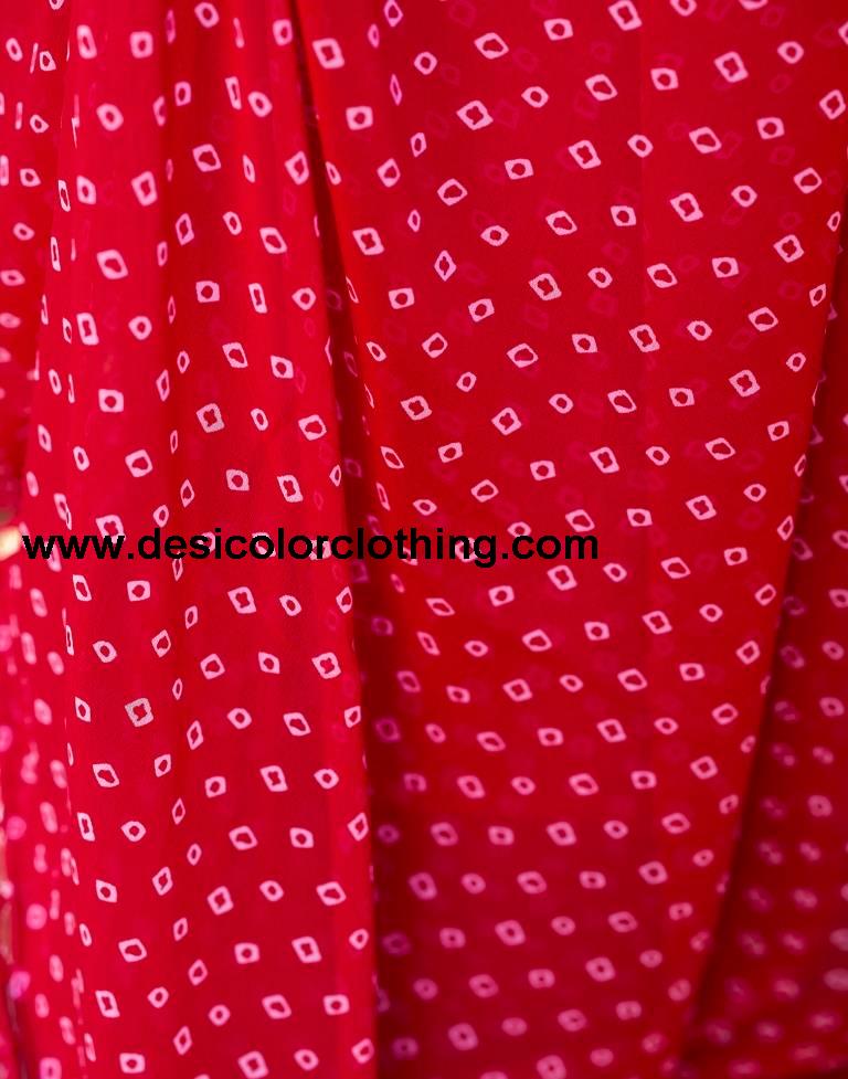 Red Georgette Printed Saree