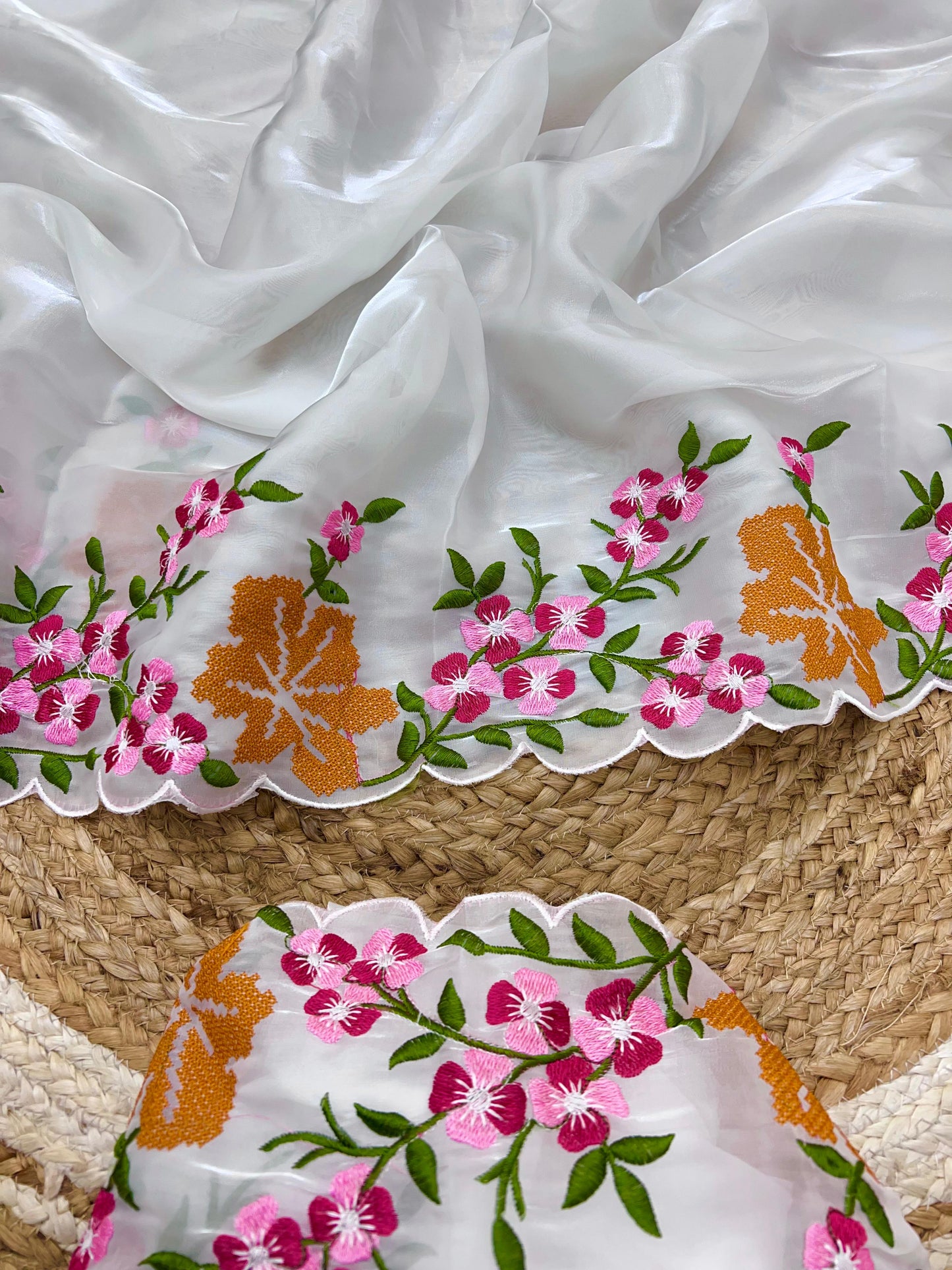 Product Image - Elegant Zimmy Silk Saree with Cross Stitch Details