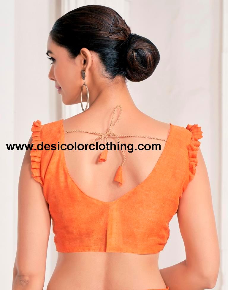 Orange Chiffon Printed Saree