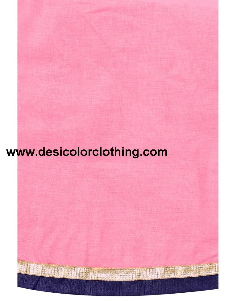 Pink Cotton Embroidered Unstitched Salwar Suit