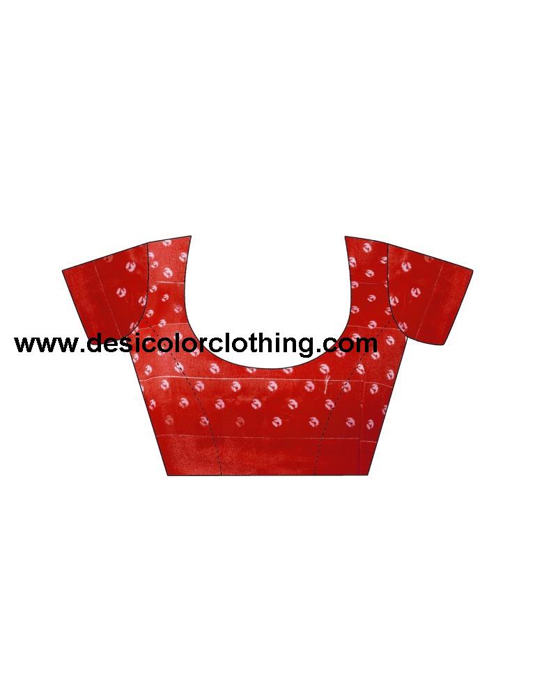 Cherry Red Printed Cotton Saree