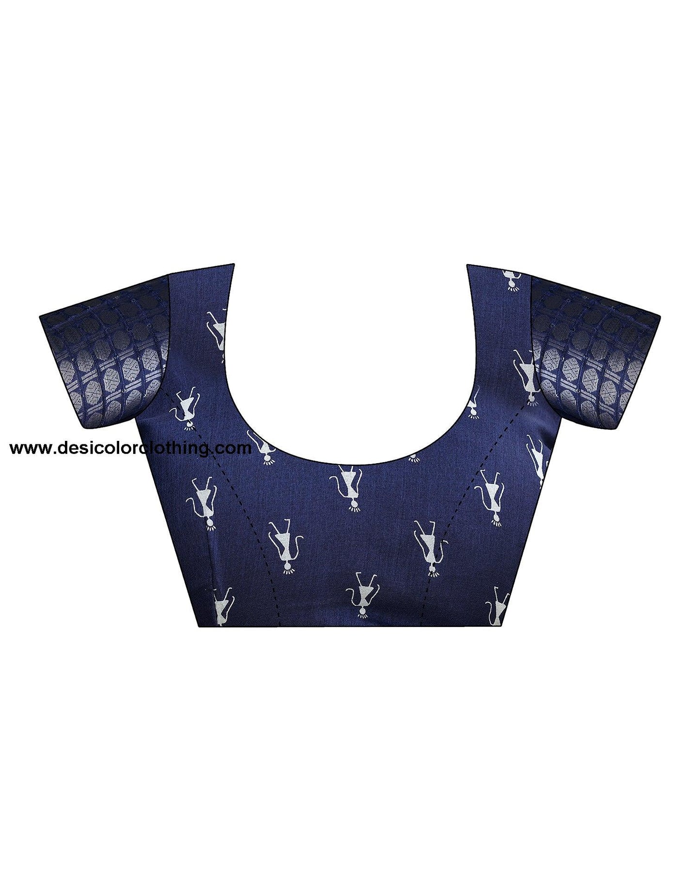 Dark Blue Silk Printed Saree