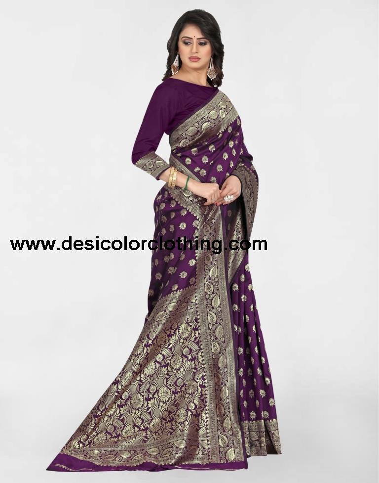 Purple Jacquard Banarasi Silk Saree