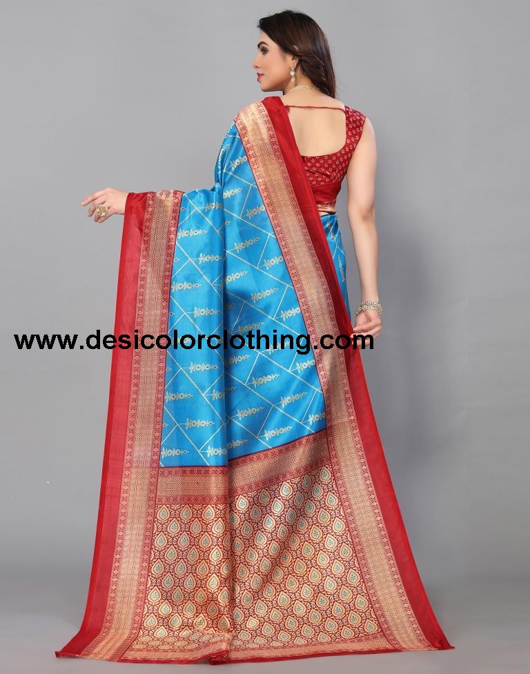 Sky Blue Banarasi Silk Saree
