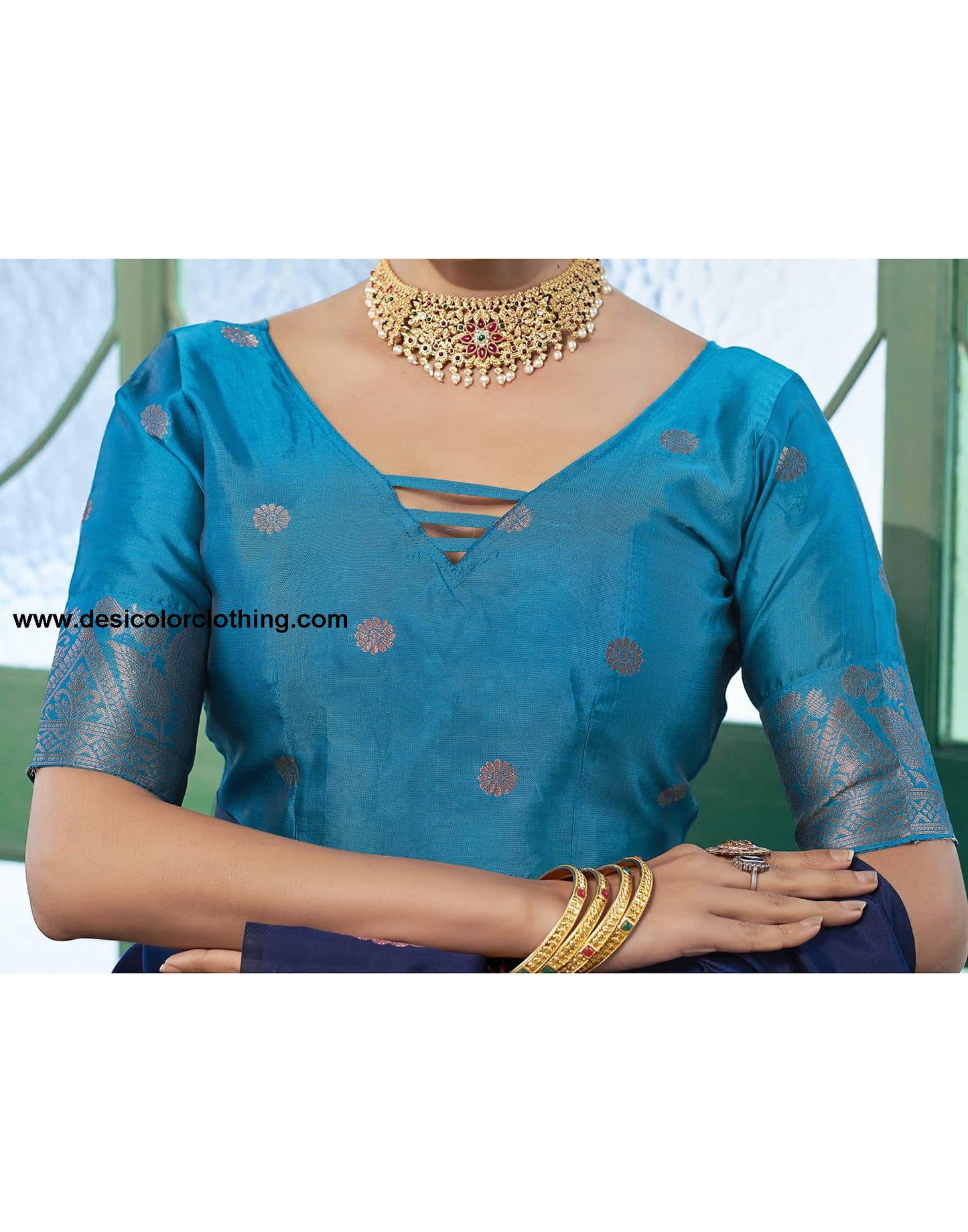 Blue Banarasi Silk Woven Saree