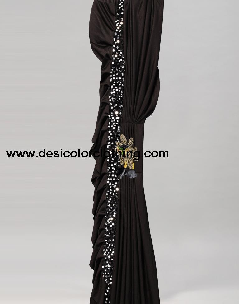 Black Coloured Lycra Dyed Saree | SLV2190S104