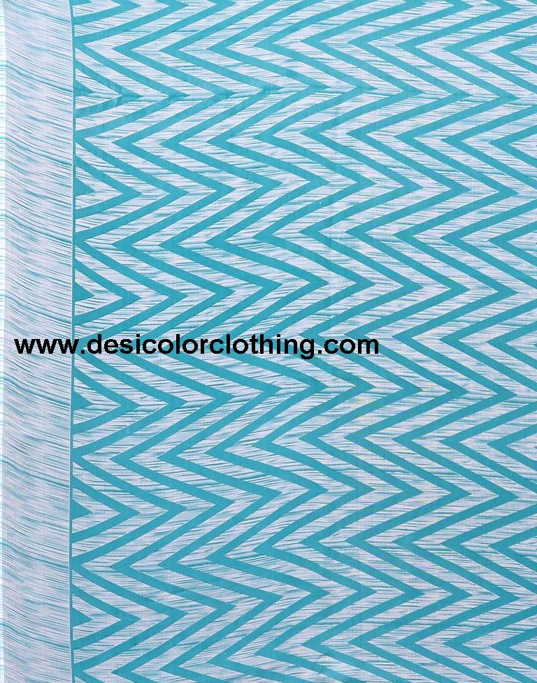 Turquoise Georgette Printed Saree