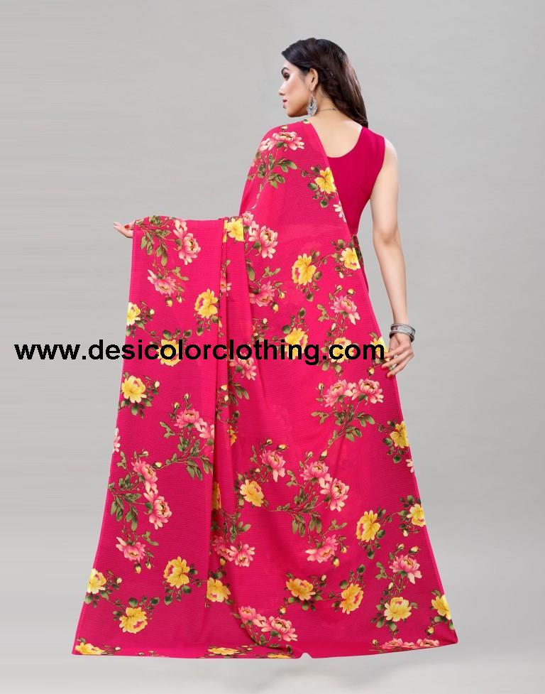 Blooming Beet Red Printed Saree | 1955S348