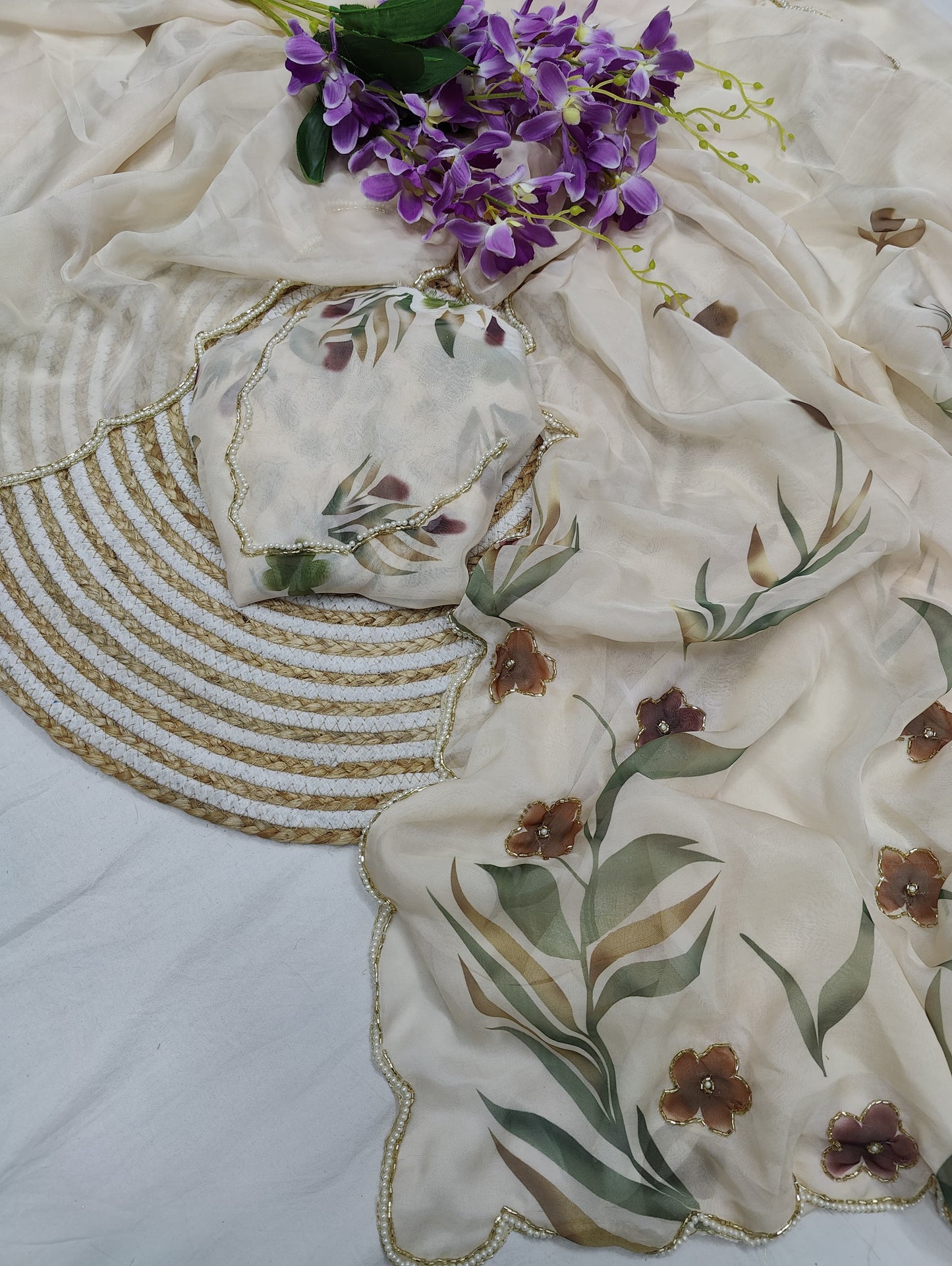 Trendy Floral Soft Georgette Sarees – Lightweight & Elegant