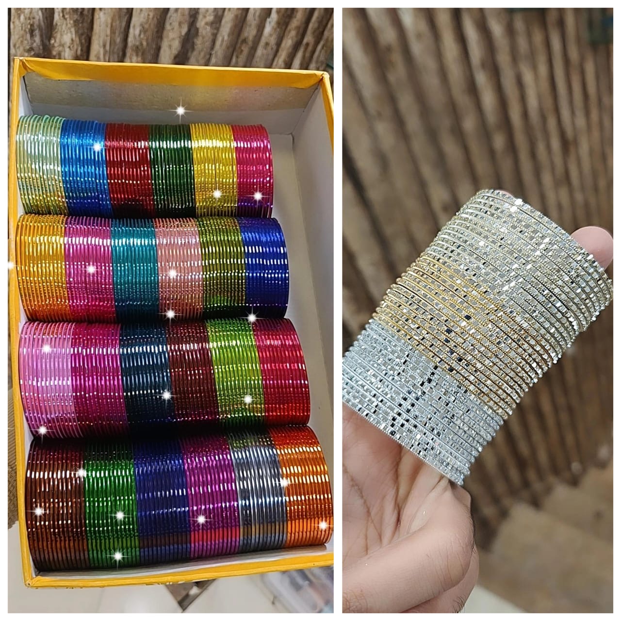 Trendy Bangle Set – Golden, Silver & Cream