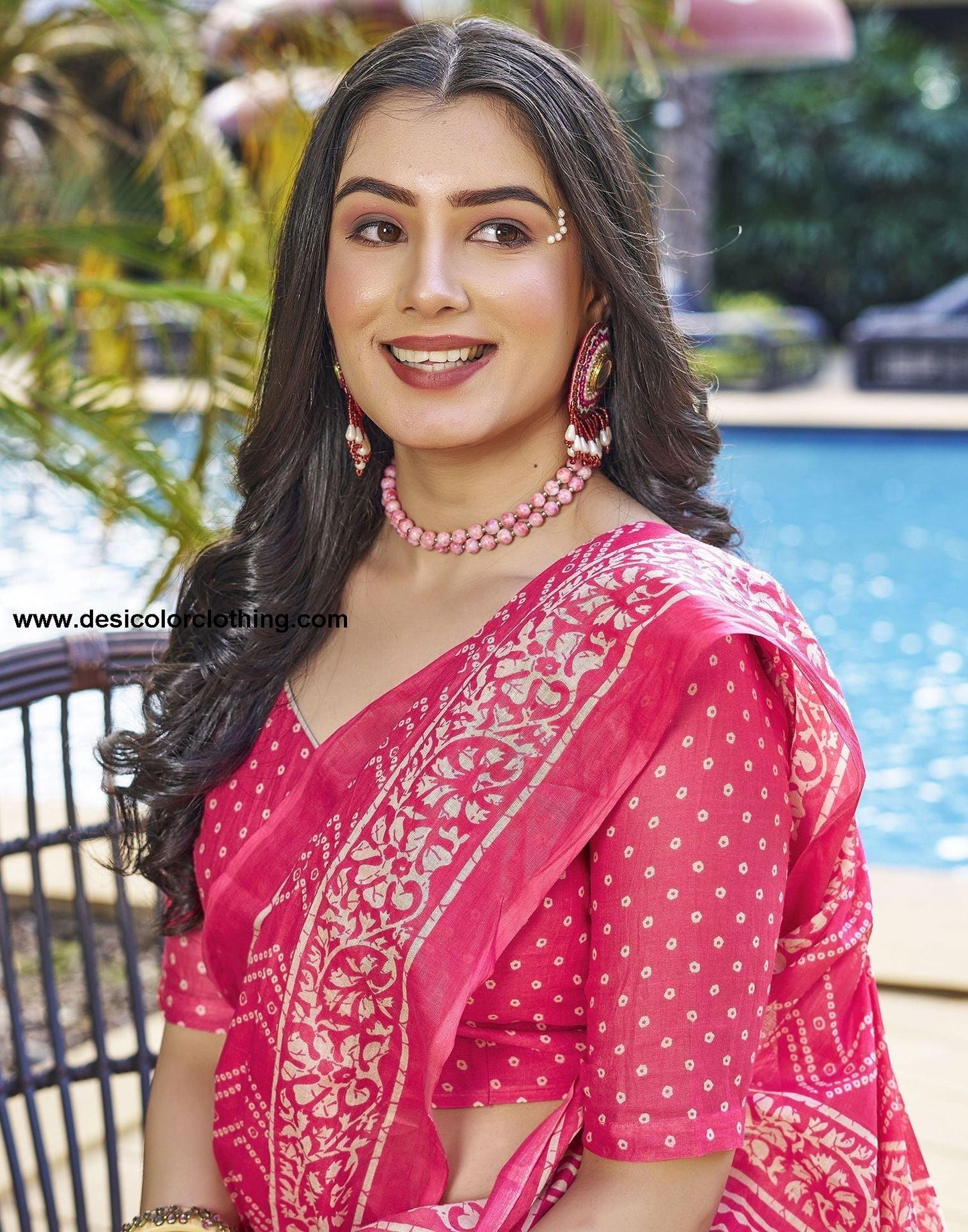 Blush Pink Printed Cotton Pre-Draped Saree
