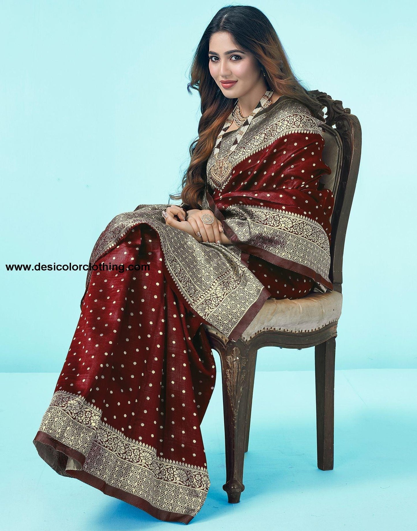 Brown Jacquard Silk Saree