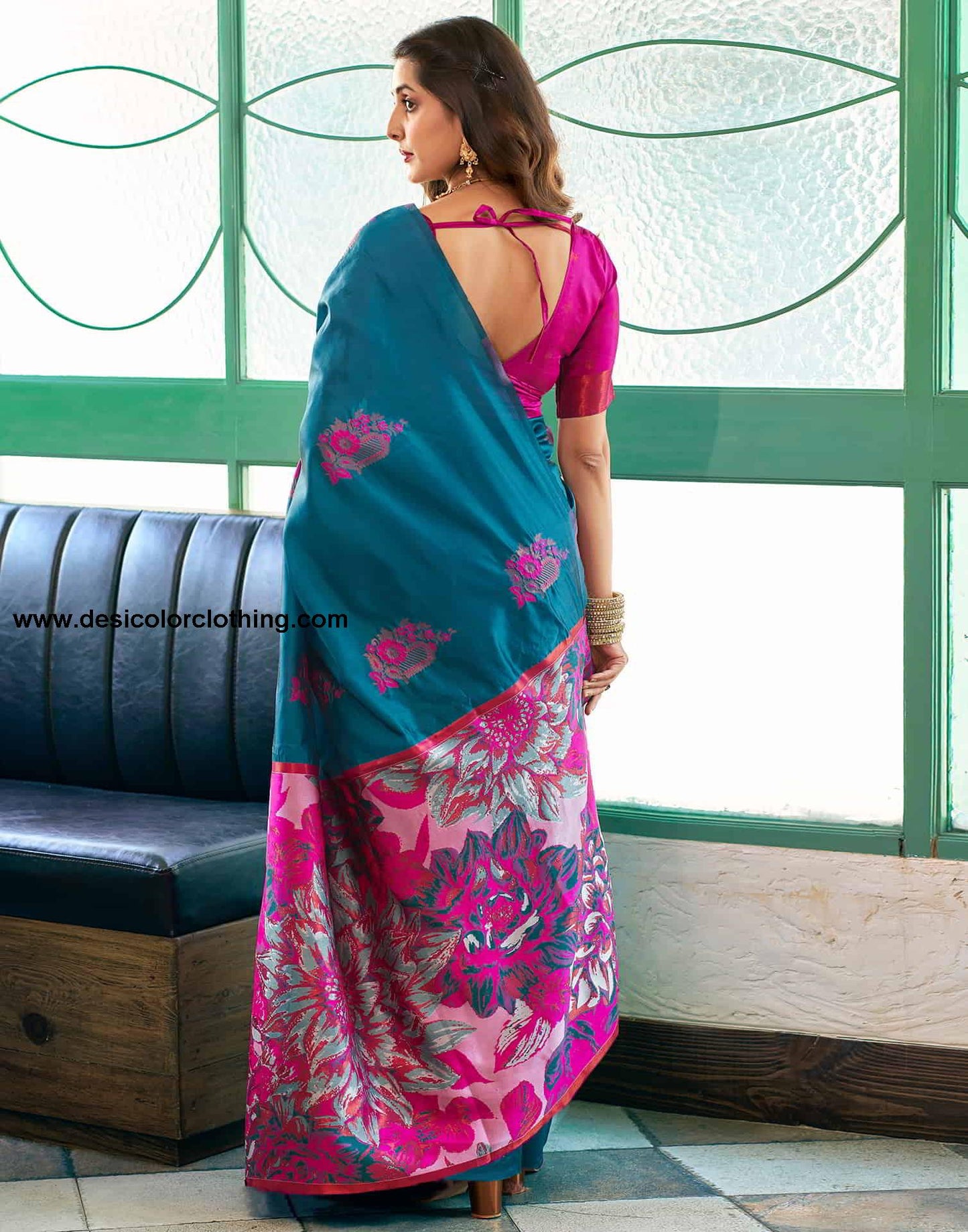 Blue Banarasi Silk Woven Saree