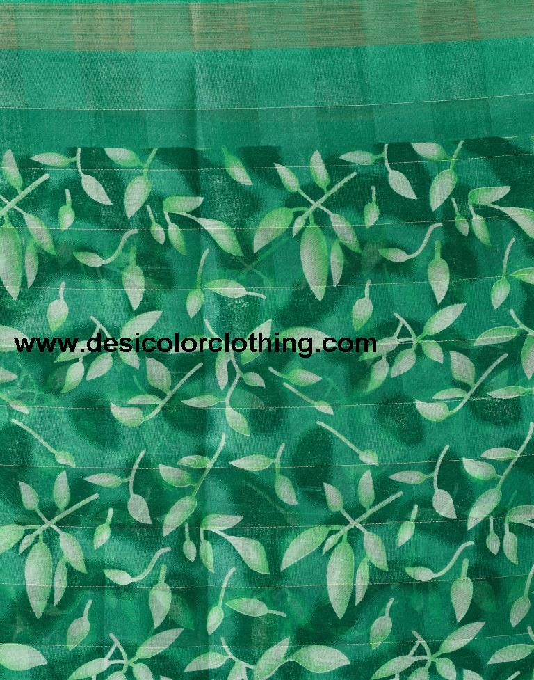 Sea Green Cotton Printed Saree