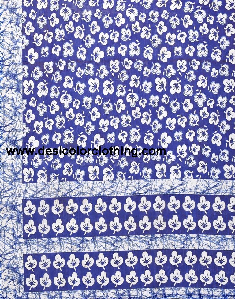 Blue Chiffon Printed Saree
