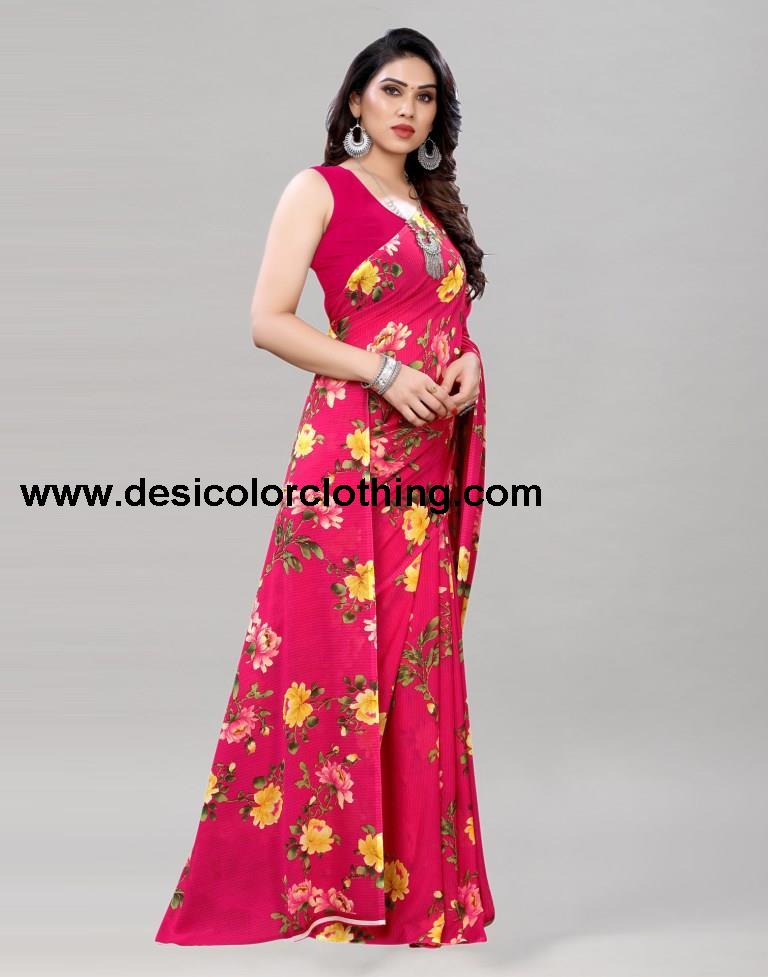 Blooming Beet Red Printed Saree | 1955S348