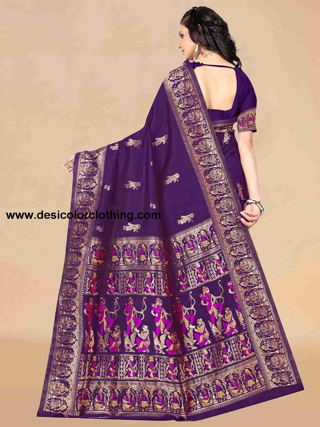 Purple Silk Plain Saree